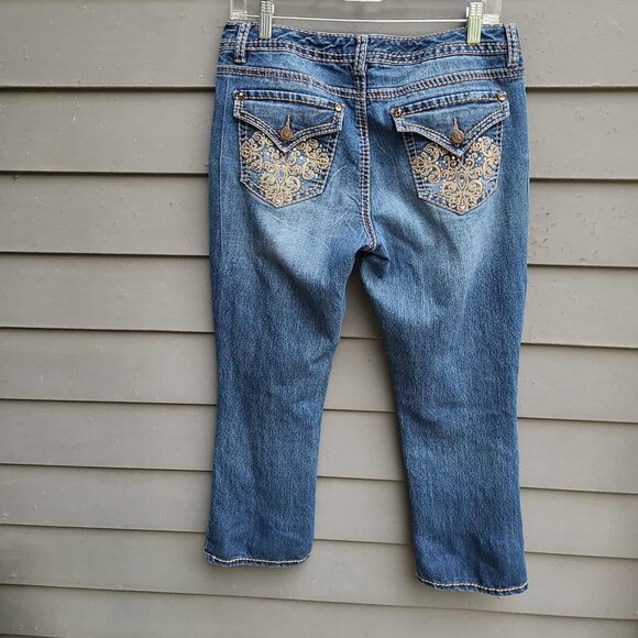 Nine West Cropped Jeans with Bling on the Flap Pockets size 8/29 - Picture 3 of 13